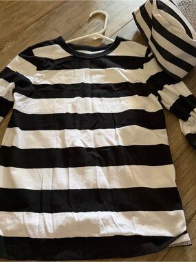 Kids Black and White Striped Pajama Top - Classic Cozy Sleepwear